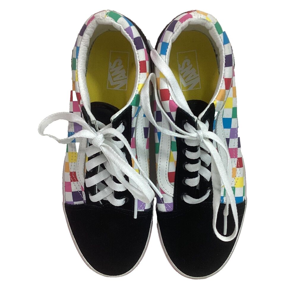 Vans OTW Rainbow Checkered - Youth/Kids Sz 6 - Pride Colorful Suede & Canvas Low - Picture 4 of 8